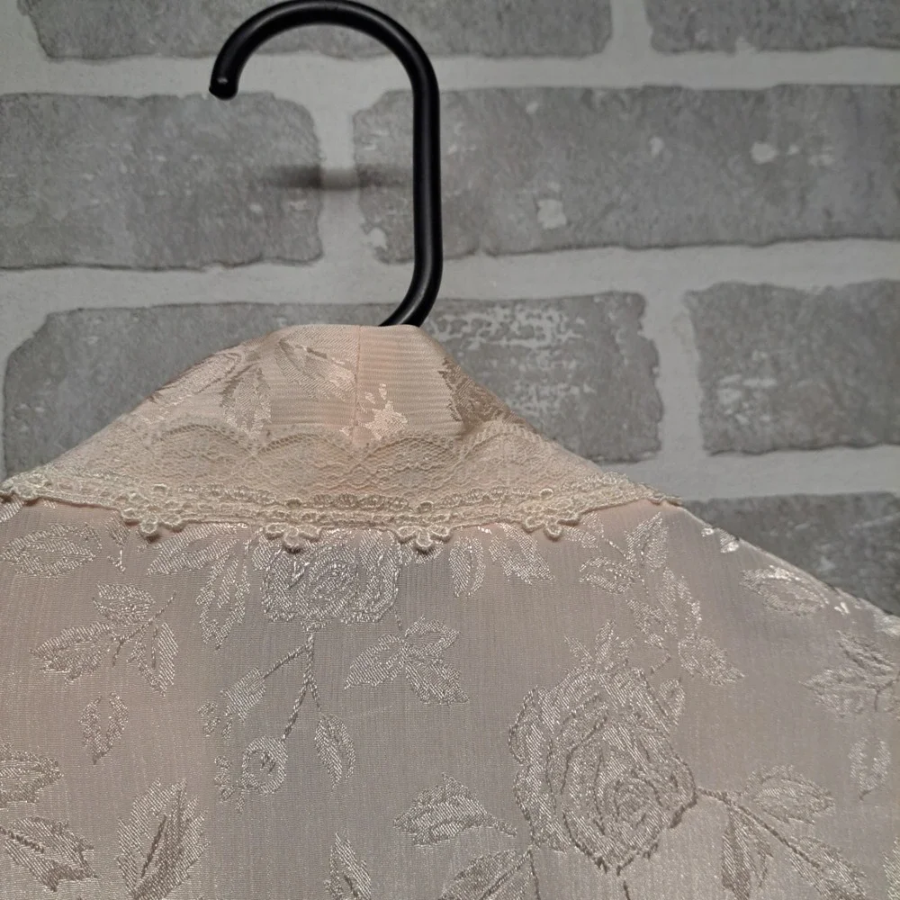 Christian‎ Dior Vintage Nightgown Robe Womens Peach Cream 100% Nylon Size Large